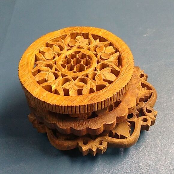 Set of Three Carved Wooden Trivets - Picture 9 of 9